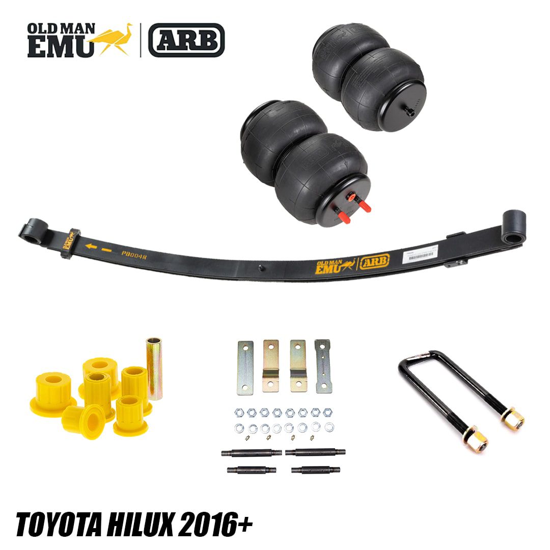 BALLESTAS PARABOLICAS ARB 40 mm + PULMONES DE AIRE TOYOTA HILUX 2015+